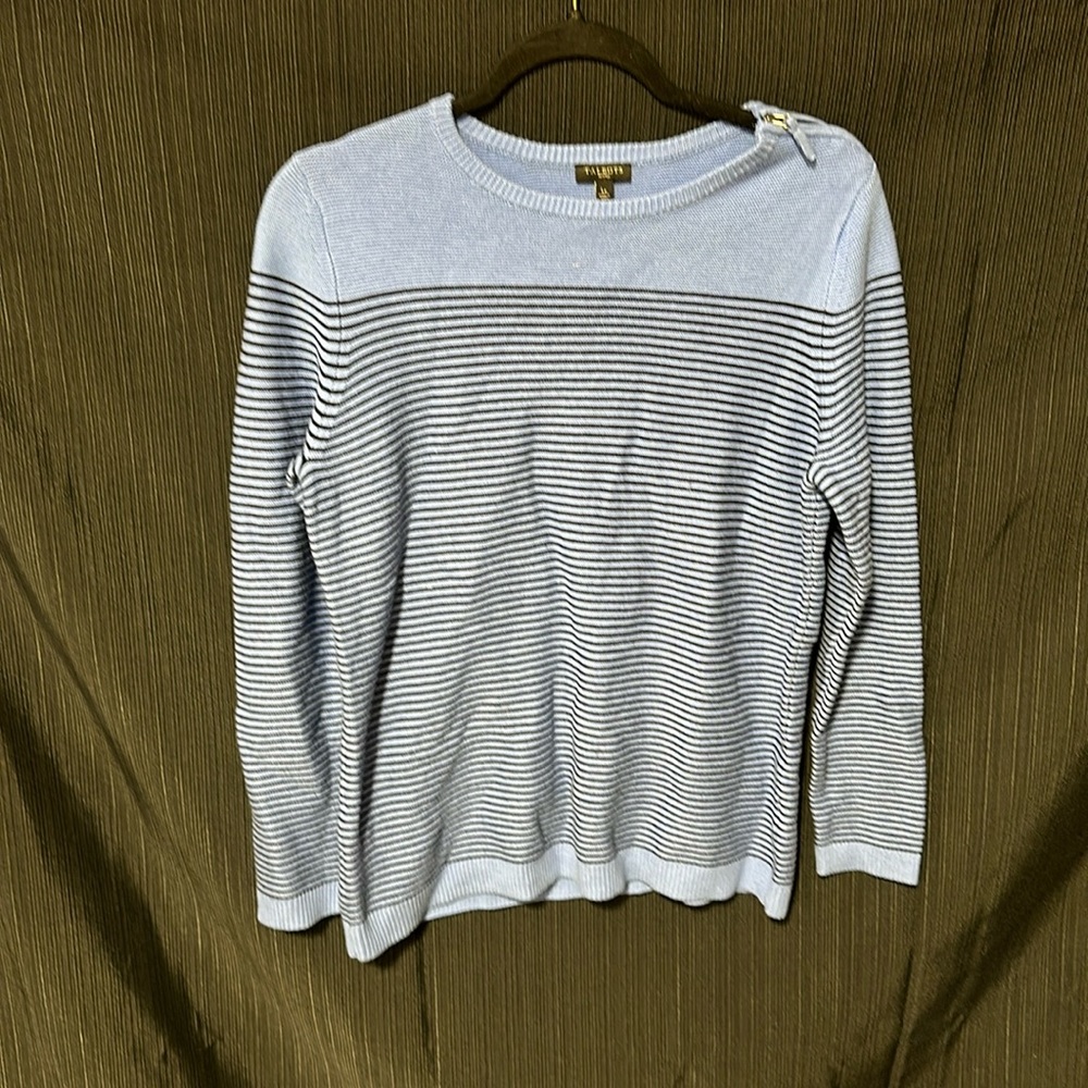 Talbots brand Blue‎ w/stripes sweater / size Lp / P-30